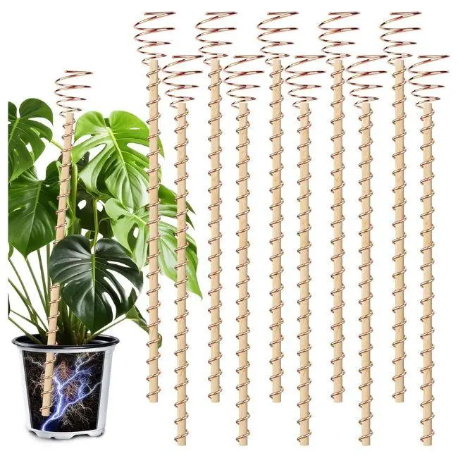 10pcs Electroculture Copper Plant Stakes - 11.5in Long Copper Coil Antennas for Planting, Supports Plants, Boosts Yield, Vertical Garden Stakes for Indoor/Outdoor Fruits & Vegetables, Enhances Signal Transmission
