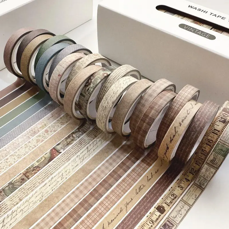 DIY Washi Tape Set, Crafting Kit, 20 Rolls/box Retro Washi Tape, Creative Decorative Tape for Scrapbooking, Scrapbooking Ephemera, Scrapbooking Tool, Journaling, Gift Wrapping, Scrapbook Materials, Scrapbooking Supplies