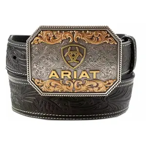 Ariat Men's Tapered Embossed Floral Black Belt