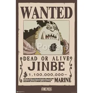 One Pice - Jinbe Wanted Poster, Unframed Poster for Anime Manga Fan Wall Art, Set up home decor