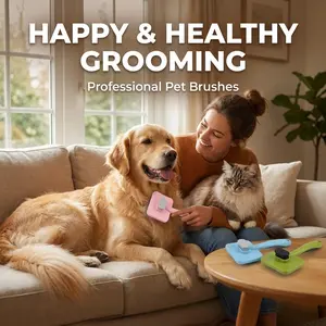 Pecute Pet Spray long Hair Removal Brush for Cat/Dog – Deshedding & Grooming Tool, one button hair removal comb,deshedding vacuum brush, fur removal tool, grooming trimming tool cleaning Self-Cleaning Animal 3-in-1 dematting 2-in-1 bathing bath sleeke bag