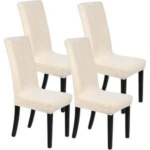 4-Pack Waterproof Chair Cover, Dining Room Stretch Chair Covers Protectors Removable Washable Chair Slipcovers for Home/Hotel/Restaurant [Beige]