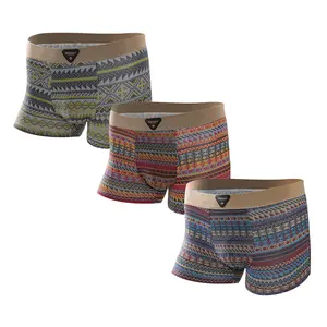 Men's Premium Cotton Boxer Briefs 3 Pack Vintage Print Design Advanced Breathable Mesh Panel Tag-Free Seamless Waistband Moisture-Wicking Comfort Underwear