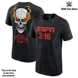 WWE ESPN 3:16 Vintage Wash Graphic Tee 230gsm Cotton Men Top Inspired by Stone Cold Steve Austin’s Attitude Era Legacy, Beer Drinking Brawler Style and Legendary Main Event Wrestling Career