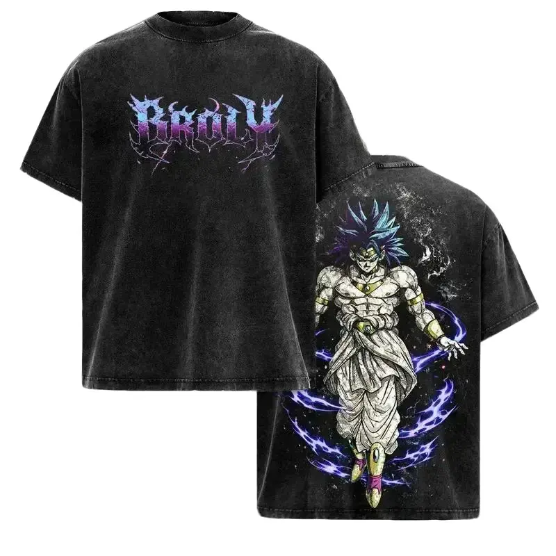 [HM 100%cotton]Broly - DBZ Vintage Washed T-Shirt, Relaxed Fit, Heavyweight Cotton, Unisex Streetwear Casual Wear, Legendary Super Saiyan Graphic Tee, Gift for Anime Fans 67 shirt silverfish clothes trend gift,funny graphic tee, men’s trendy t-shirts