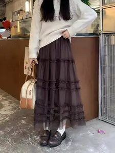New Vintage French Lace Design Sheer Skirt, Elegant Half-Length Dress, Perfect for Special Occasions, Unique Fashion Statement Piece
