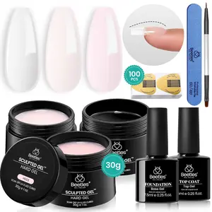Beetles Builder Gel for Nails-10 in 1 30g *3 Colors Builder Gel Nail Kit Nail Extension Clear Nude Pink Hard Gel Sculpted Gel with Base Top Coat Nail Forms Nail Pen Nail Art Manicure Gift for Women