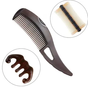 Dandruff Comb, Fine Tooth Lice/Flea/Psoriasis Comb, Scalp Oil Buildup Removal Wide Hollow Tooth Button Hairbrush for Scalp Massage Care for Man Women and Kids (Brown)