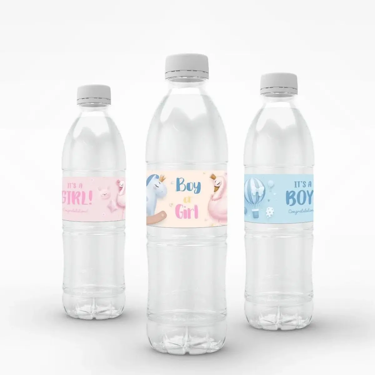 Gender Reveal Water Bottle Sticker Packs (12 Pcs) for Baby Showers, Cute Decorative Label Set for Gender Reveal Parties, Perfect Gift Idea, Water Bottle Labels