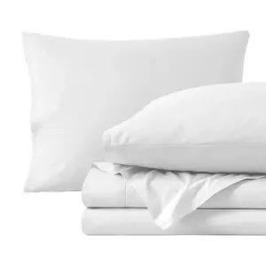 300 Thread Count Organic Cotton Percale White 4 Piece King Bed Sheet Set by Bare Home
