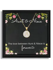 Christmas Birthday Party Anniversary Gift For Aunt & Niece | 26 Letters A-Z Initial Necklace (O Chain) | With Message Card & Gift Box | Stylish Minimalist Pendant
