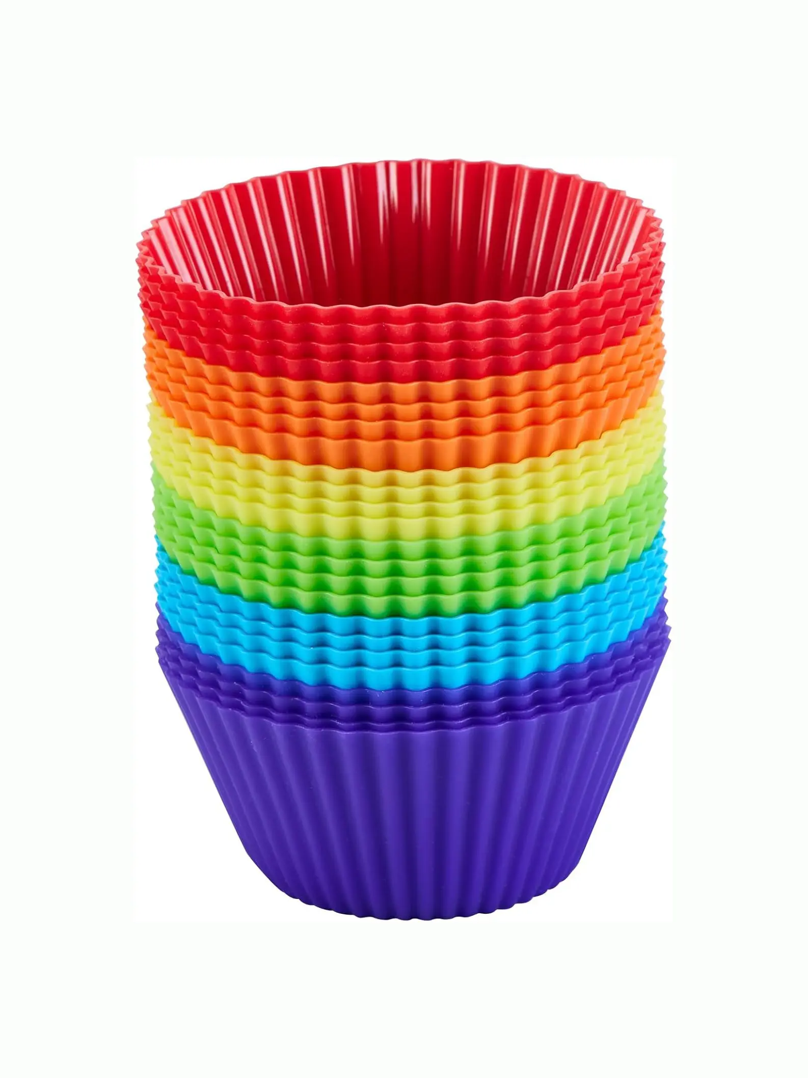 Silicone Bakeware Set - 24-Pack 2.76×1.77×1.38 Inches BPA-Free Food-Grade Non-Stick Reusable Muffin Tray, Fun & Colorful 6-Rainbow-Color Baking Mold for Cakes, Pastry, Dishwasher Safe