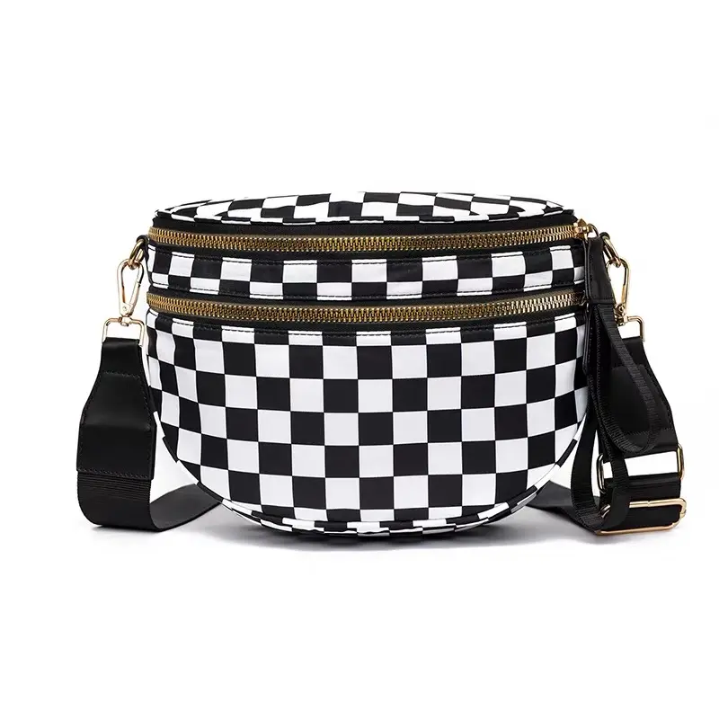 Women’s Large Nylon Adjustable Strap Crossbody Purse - Plaid, Lightweight, Sporty Crossbody & Shoulder Bag for Shopping, Daily Wear, Adjustable Strap Bag, Plaid Women's Crossbody & Shoulder Bags