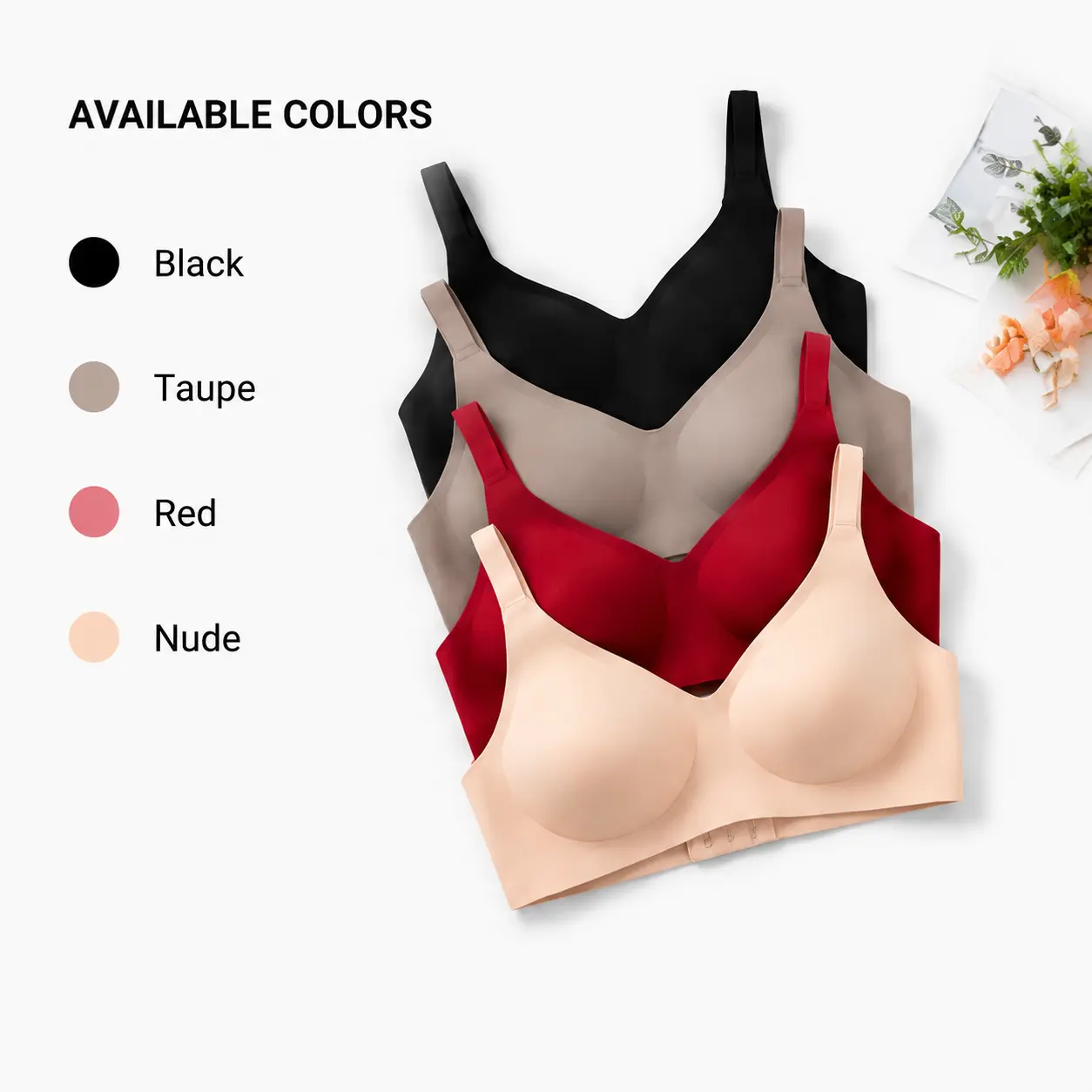 4 Pack Women's Sticky Bra, Reusable Adhesive Strapless Bra, Seamless Invisible Bra with Lightly Lined Cups for Backless Outfits