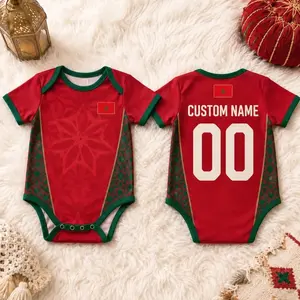 Personalized Morocco Baby Bodysuit, Custom Name Number Infant Soccer Jersey, Moroccan Flag Baby Outfit, Football Fan Gift OWV