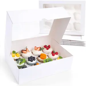 12 Count Cupcake Boxes, 6 count Cupcake Container with Window Boxes Holding 72 Pastry Box for Birthday Holiday Party Bakery Supplies 13.2"x9.8"x4"