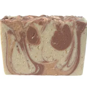 Handcrafted Natural Oatmeal Honey Soap with Rich Brown Swirls for Gentle Cleansing and Moisturizing