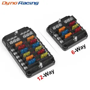 Car Fuse Box Block Holder, 6-Way Or 12-Way Car Boat Blade Fuse Box Block Holder with LED Indicator, Auto Marine Waterproof Power Distribution Panel Board