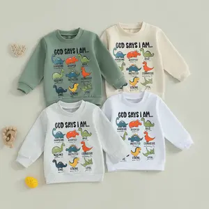 Toddler Baby Boy Girl Sweatshirt Letter Dinosaurs Casual Crewneck Sweatshirt  Long Sleeve Pullover Tops Shirt Spring Fall Clothes