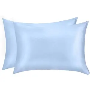 Mulberry Silk Pillowcases Set of 2 for Hair and  and Super Soft and Breathable  Size Nature Silk Pillowcases (, Blue)