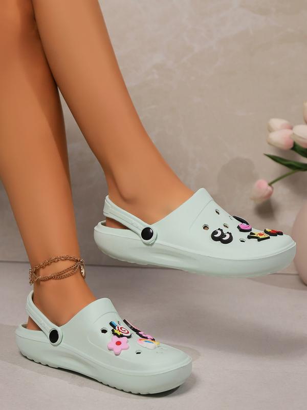 Cute DIY Cartoon Beach Clogs for Women, Summer Thick Sole Outdoor Slip-On Shoes, Versatile Sports Clogs for Daily Wear, Soft Cushioned Slippers