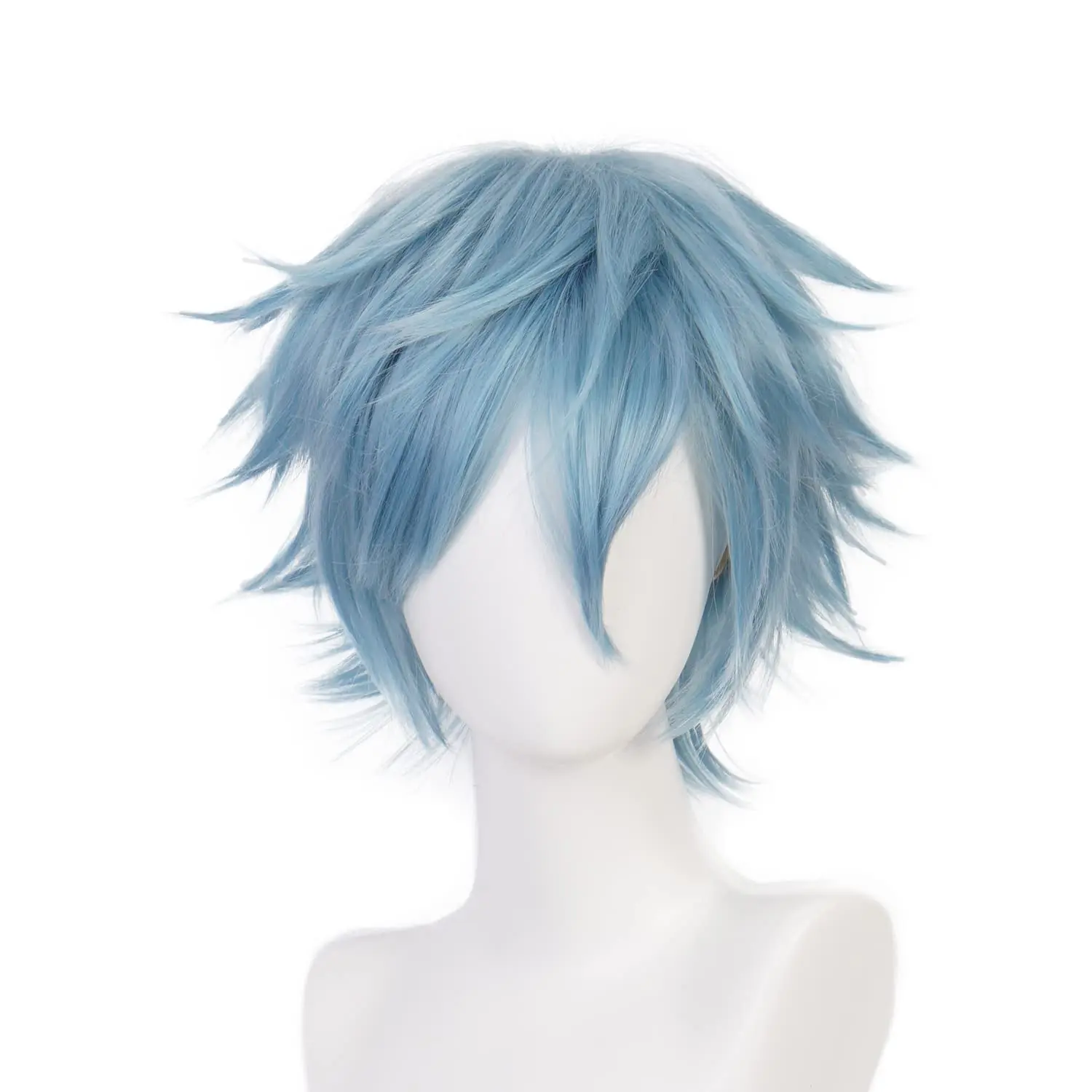 Anime Game Light Blue Wigs Women Short Straight Wig with Bangs Adult COS Wig Halloween,Christmas,Carnivals,Party