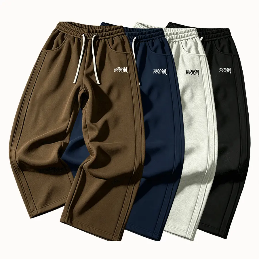 Menswear Casual Polyester Pants for Men with a Drawstring Waist and Printed Pockets for a Stylish All-Season Look, All Seasons