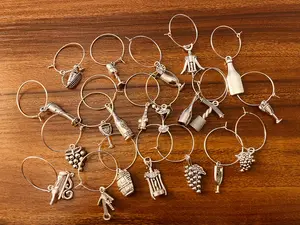 Wine Glass Charm Set | Silver tone wine-themed charms | Gold tone wine charms | Unique wine lover gift | Holiday party gift