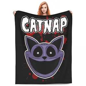 Catnap Smiling Critters Blankets Flannel Spring/Autumn Breathable Warm Throw Blanket for Bed Bedroom Bedspread