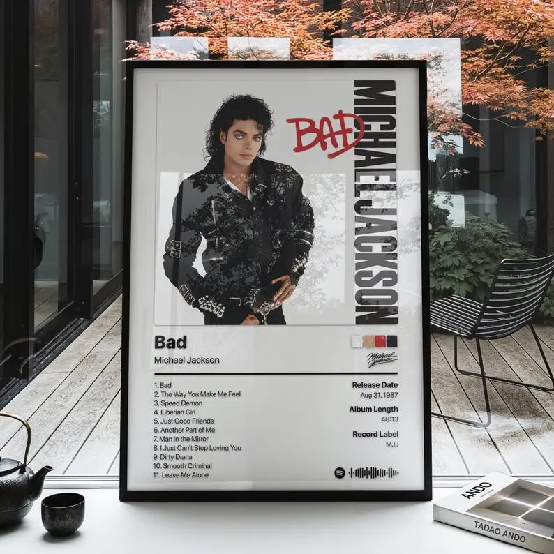 Michael Jackson Bad Album Cover Poster - Free Worldwide Shipping - Pop Wall Art - R&B Room Decor - Music Gift for Fans [Unframed]