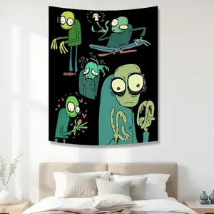 1PC Fashionable British animated series "Salad Fingers" pattern printed tapestry, dorm rooms, bedrooms, living rooms, and study rooms, a magical home decor item that instantly creates a great atmosphere, ideal photo backdrops and party decorations, suitab