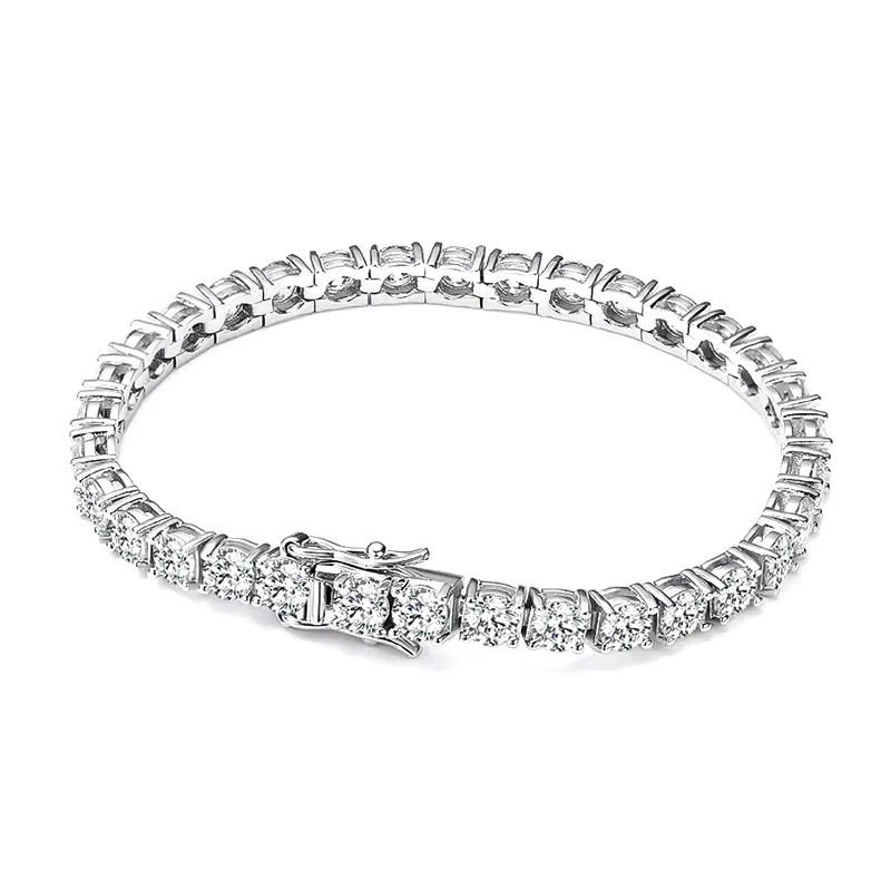Knobspin 3Mm 4Mm Moissanite Tennis Bracelet Full Diamond GRA 925 Silver Plated 18K Wedding Party Jewelry Bracelets for Women Man knobspin
