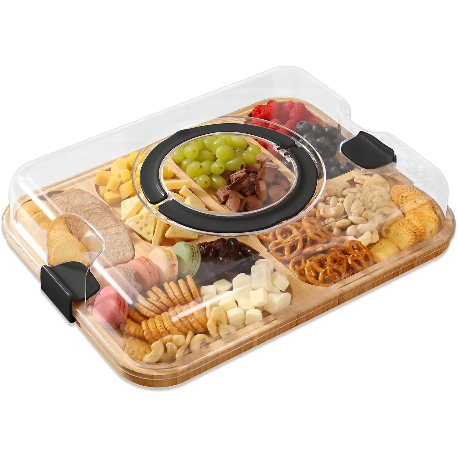 Portable Deli Board with Transparent Lid, Travel Cheese Board, Kitchen Wooden Cutting Board, Wooden Chopping Board, Housewarming Gift, New Home Gift, Ladies' Gift