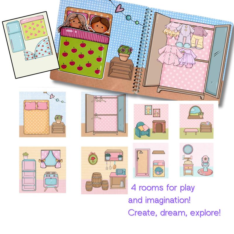 Gnome Whispers – Paper Dolls Activity Book (Velcro Dress-Up, 2 Dolls, 56 Accessories) | Spring Acorn