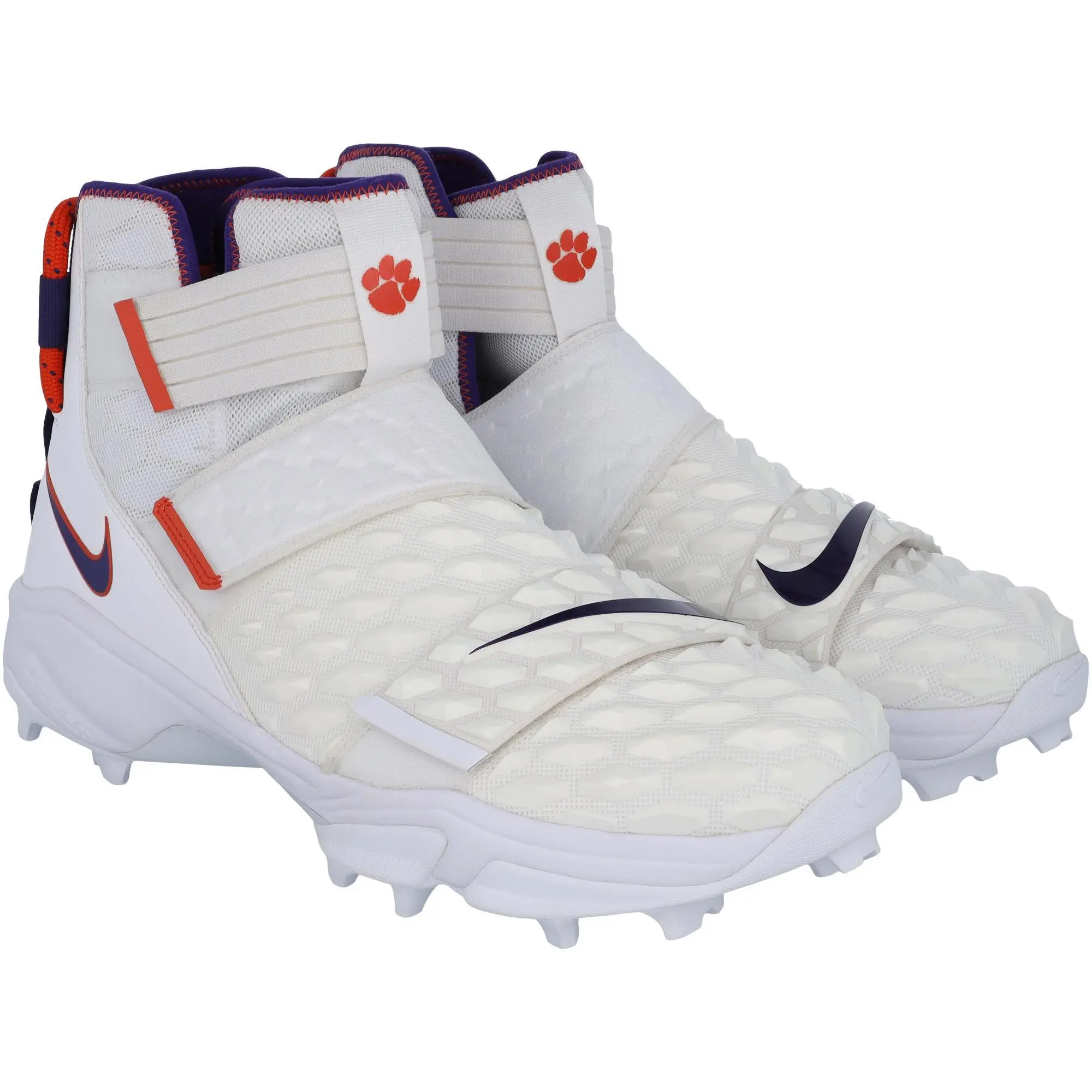 Clemson Tigers Team-Issued White Shark Cleats from the Football Program - Size 16 - Fanatics Authentic Certified