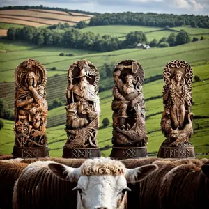 4pcs/1Set Mythological Heroes Resin Statues - Thor, Freya, Odin, Loki -  Indoor & Outdoor Decor - No Power Required - For Home & Kitchen Decor - Versatile for Multiple Room Types - Perfect Gift for Mythology Enthusiasts Ornaments