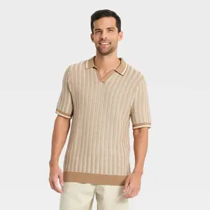 Men's Short Sleeve Polo Collar Pullover Sweater - Goodfellow & Co Brown S