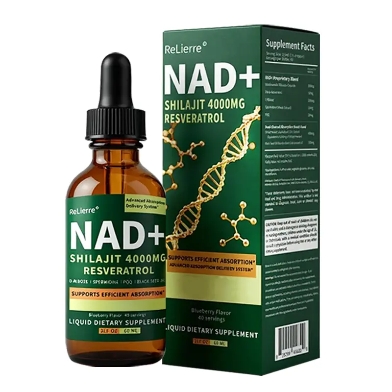ReLierre NAD+ Supplement with Shilajit & Resveratrol, 60ml，ReLierre Liposomal NAD+ Booster, Enhanced Absorption, 60ml，ReLierre NAD+ Liquid Drops for Energy & Anti-Aging Support, 60ml