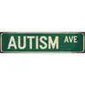 Autism Ave Retro Durable Metal Tin Decorative Plaque Sign, 4x16in Colorful Home Decor Items, Whimsical Quirky Gifts, Unique Room Decor for Office, Retro Street Vibe Birthday Gift