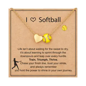 Softball/Soccer/Volleyball/Basketball Necklace Girls Ladies, Sports Accessories Jewelry Gifts for Couples Fashion Pendants Heart Shaped Pendant