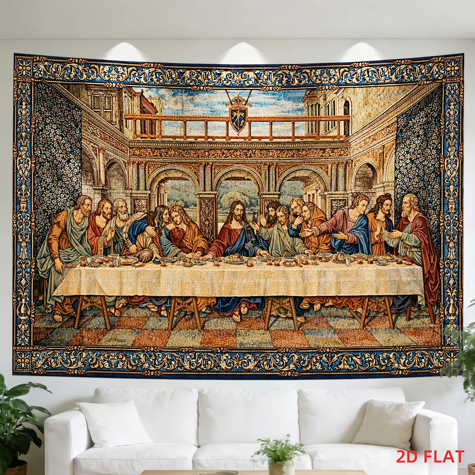 Renaissance Last Supper Tapestry Wall Hanging Vintage Fresco Style Art Print, Classical Mural Decor for Bedroom Living Room Home Office Dorm Apartment Party Backdrop Dark Academia Aesthetic Wall Art