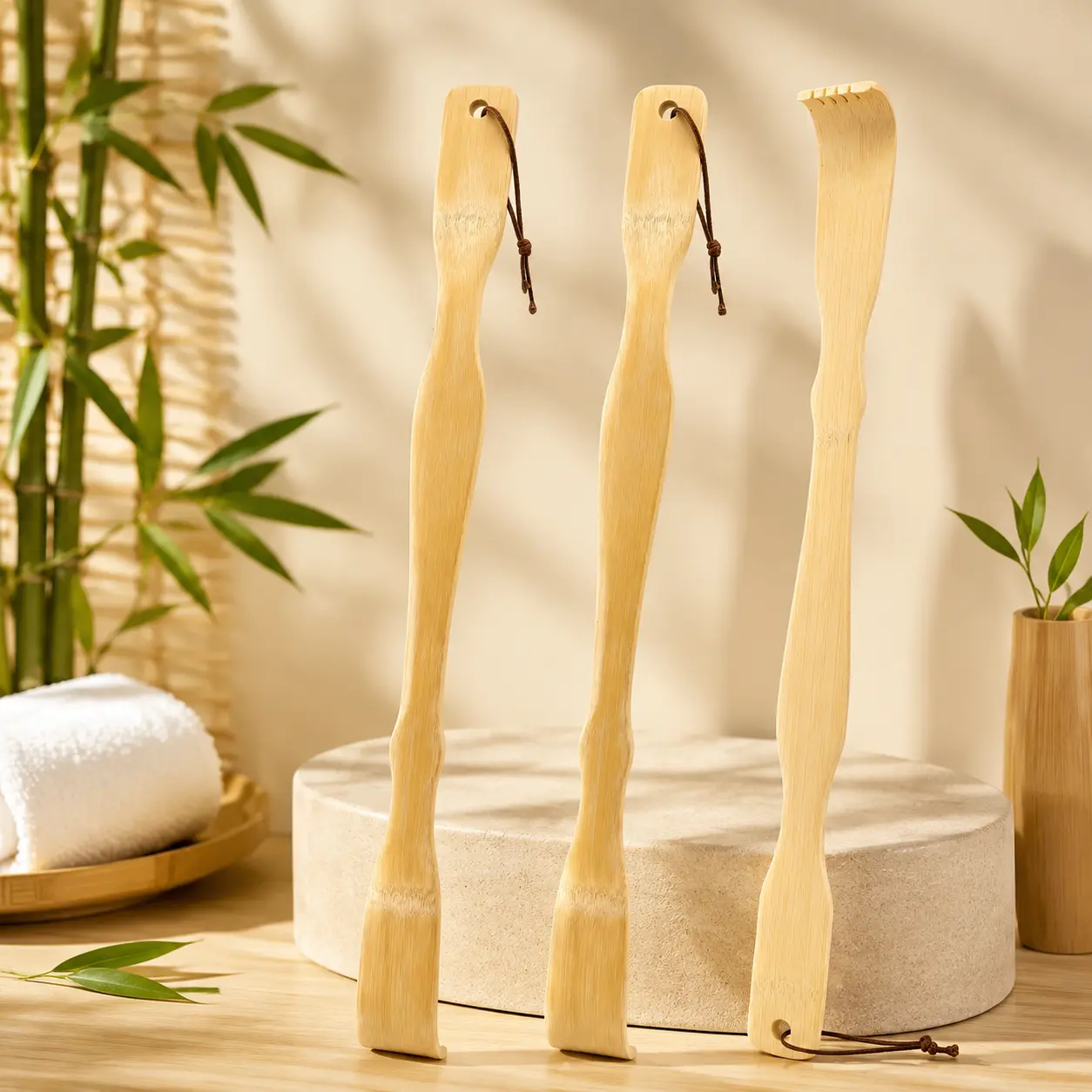 3-Pack Wooden Bamboo Back Scratcher – 16.5in Long Handle Body Care Tool, Smooth Durable Scratch Stick for Adults & Seniors, Comfortable Daily Use & Gift-Ready Easter Basket Stuffer