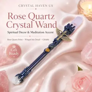Goddess & Gothic Magic Wand Collection - Natural Citrine, Amethyst, Rose Quartz Crystal Scepter for Witchcraft, Altar Decor & Meditation