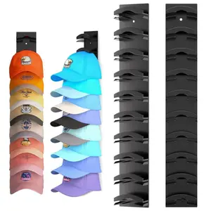 2026 Petit Bits Wall Mounted Hat Organizer, Black or White Baseball Cap Rack, Adhesive Mount No-Drill Installation, Holds 18 Hats for Closet Door Bedroom, Easy Access Display Rack, Ideal New Year Gift