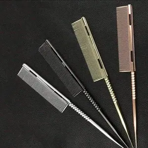 Sharp Aluminum Hair Comb for Salon Dyeing, Fine Teeth Anti-Static Heat Resistant Styling Comb, Ergonomic Handle, Essential for Hairstylists