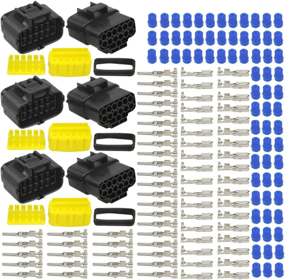 3 Kits 12 Pin Way Waterproof Electrical Connector Plug for Car Automotive (12 Pin)