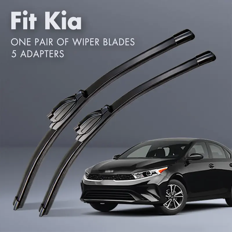 Fit Kia,Universal All-Season Windshield Wipers Ultra Quiet Frameless Blades, OEM Quality,Streak-Free 5 Adapters,  Easy Install Car Parts