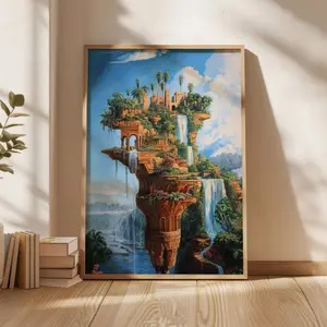 Hanging Gardens of Babylon in style of Salvador Dali Poster, Salvador Dali Wall Art, Salvador Dali Art