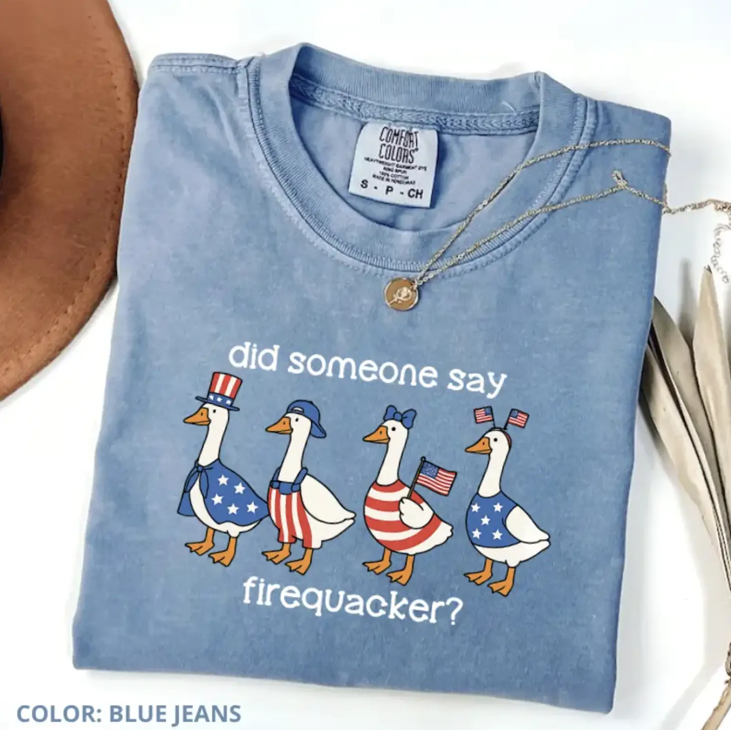 Comfort Colors Firequacker Goose Shirt, Funny 4th Of July Tee, Patriotic American Flag Shirt, Cotton Tee For Women And Men, Full Colors, Full Sizes