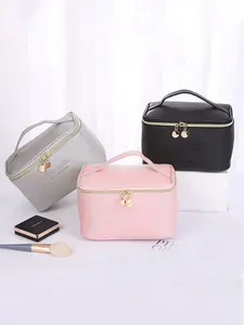 Large Capacity PU Makeup Bag, Waterproof Storage Travel Case, Portable Multi-Functional Cosmetic Pouch, Ideal for Daily Use & Travel